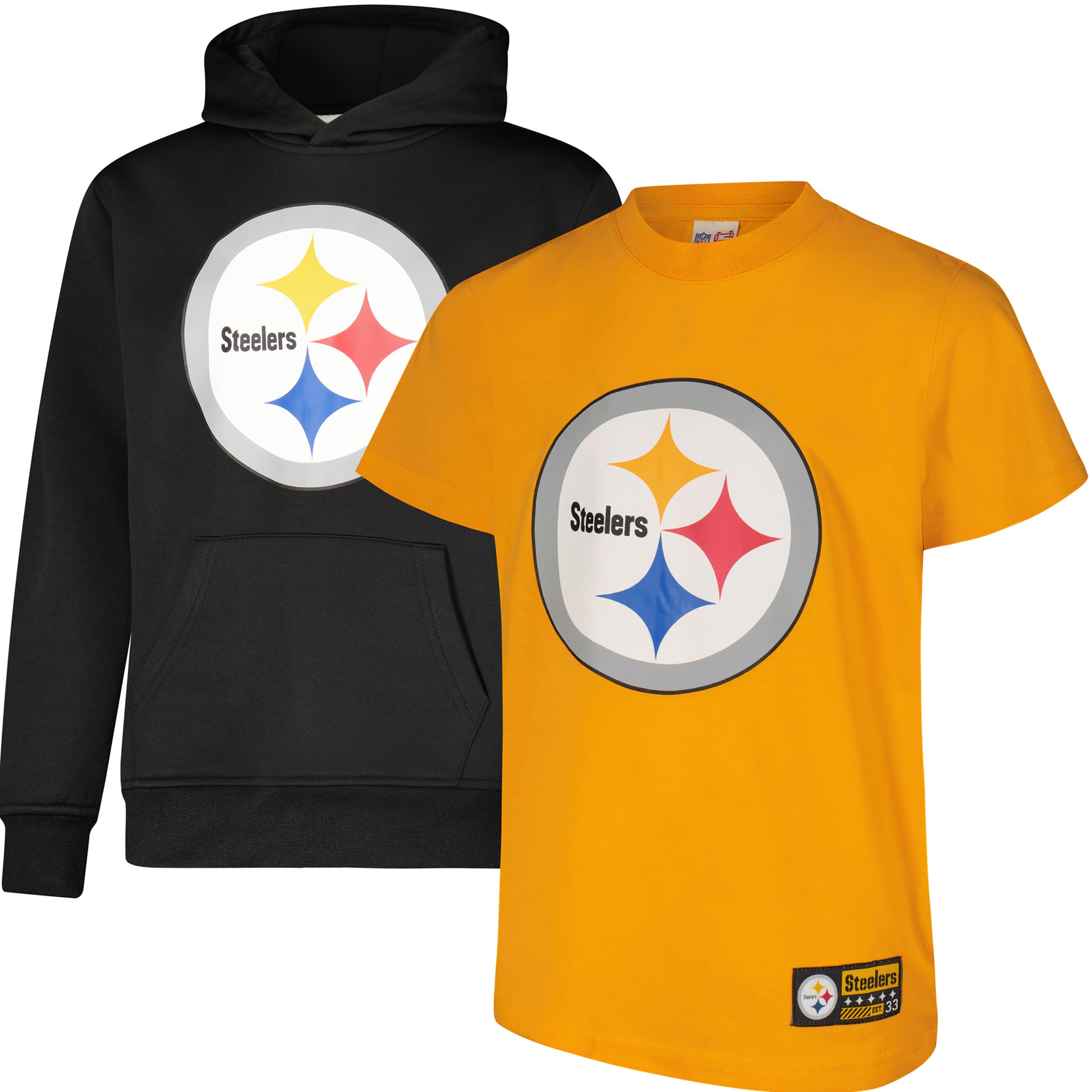 Ultra Game Youth NFL Official Super Soft T-Shirt & Hoodie Sweatshirt Set (Sizes 8 to 18-20)