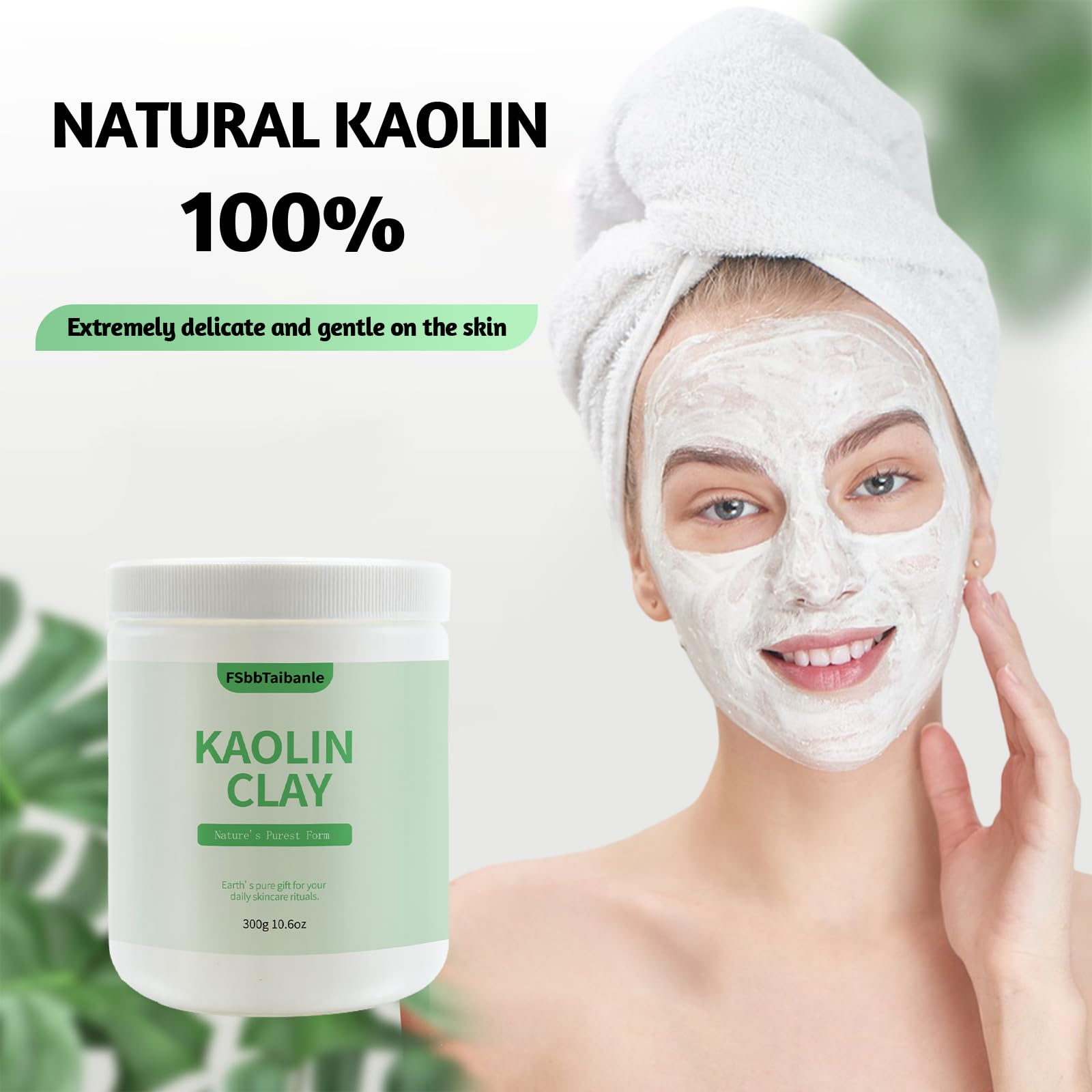 Weißes Kaolin-Tonpulver, 100 % natürlich, ultrafein, kosmetische Qualität, sanfte und glatte Textur für natürliche DIY-Hautreiniger, Masken und Peelings und mehr (300 ml)