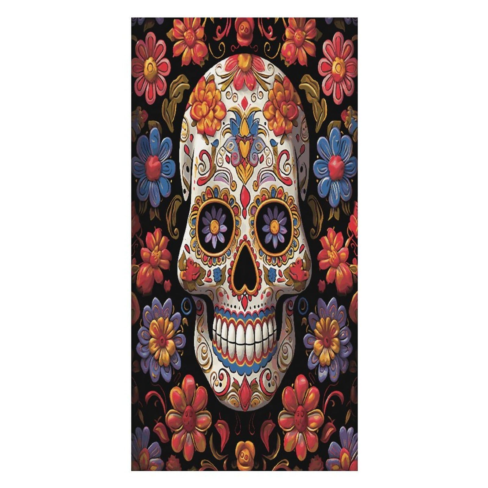 FekiLoot Sugar Skulls Beach Towel Oversized Bath Towel Ultra Soft Pool Towel Cozy Swim Towel Silky Lounge Towel Quick Dry Travel Towel Gentle Absorbent Towel for Adults Women Men