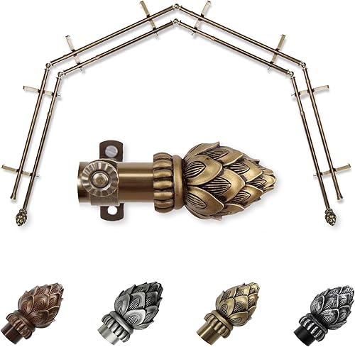 A&F Rod Décor - Sprout - Barra de cortina de ventana de doble cara de 1316 pulgadas, 4 lados, latón antiguo