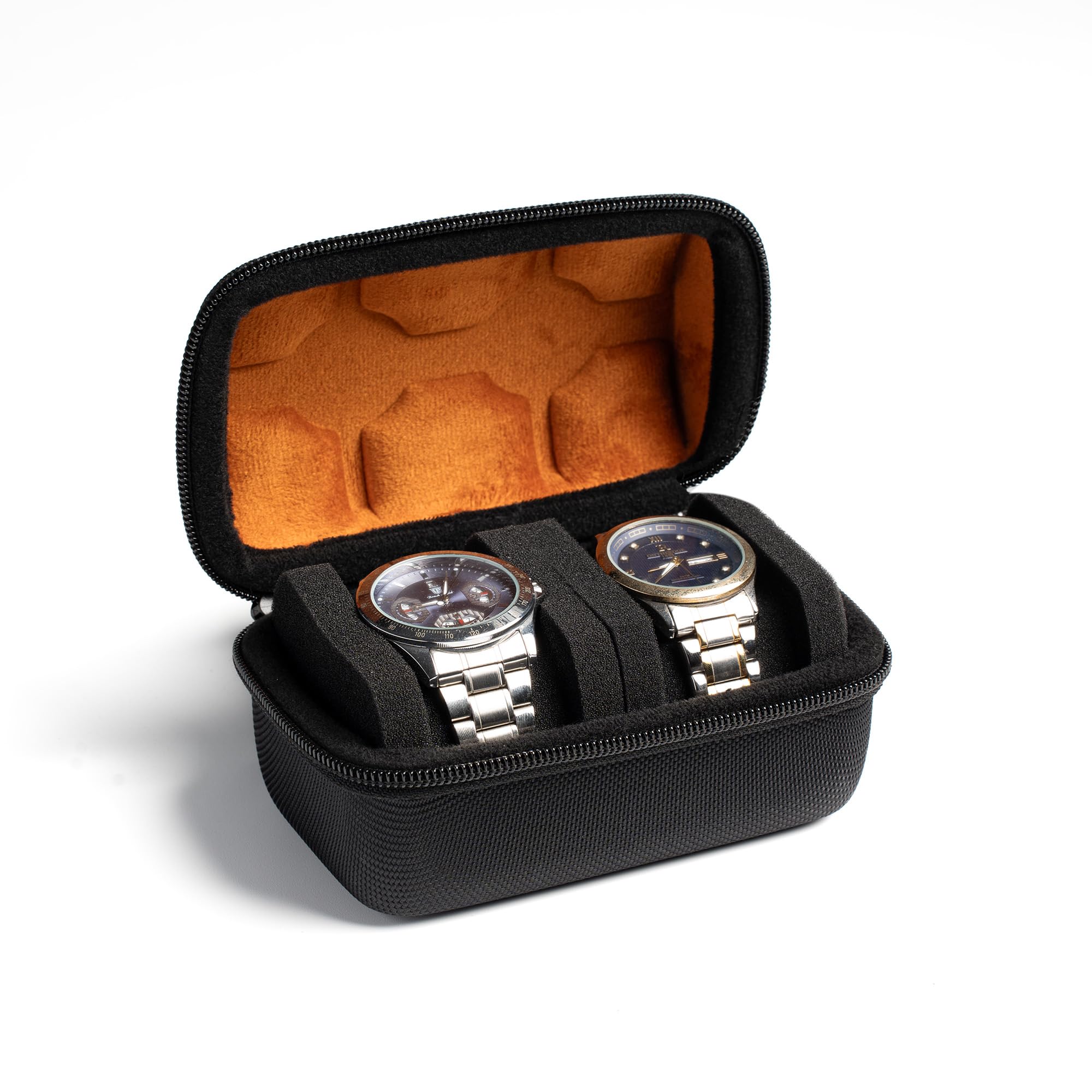 MATGEUT Watch Travel Case for men, Hard Watch Box Storage Organizer and Display fit Large&Small Watches (BLACK, 2 SLOTS)