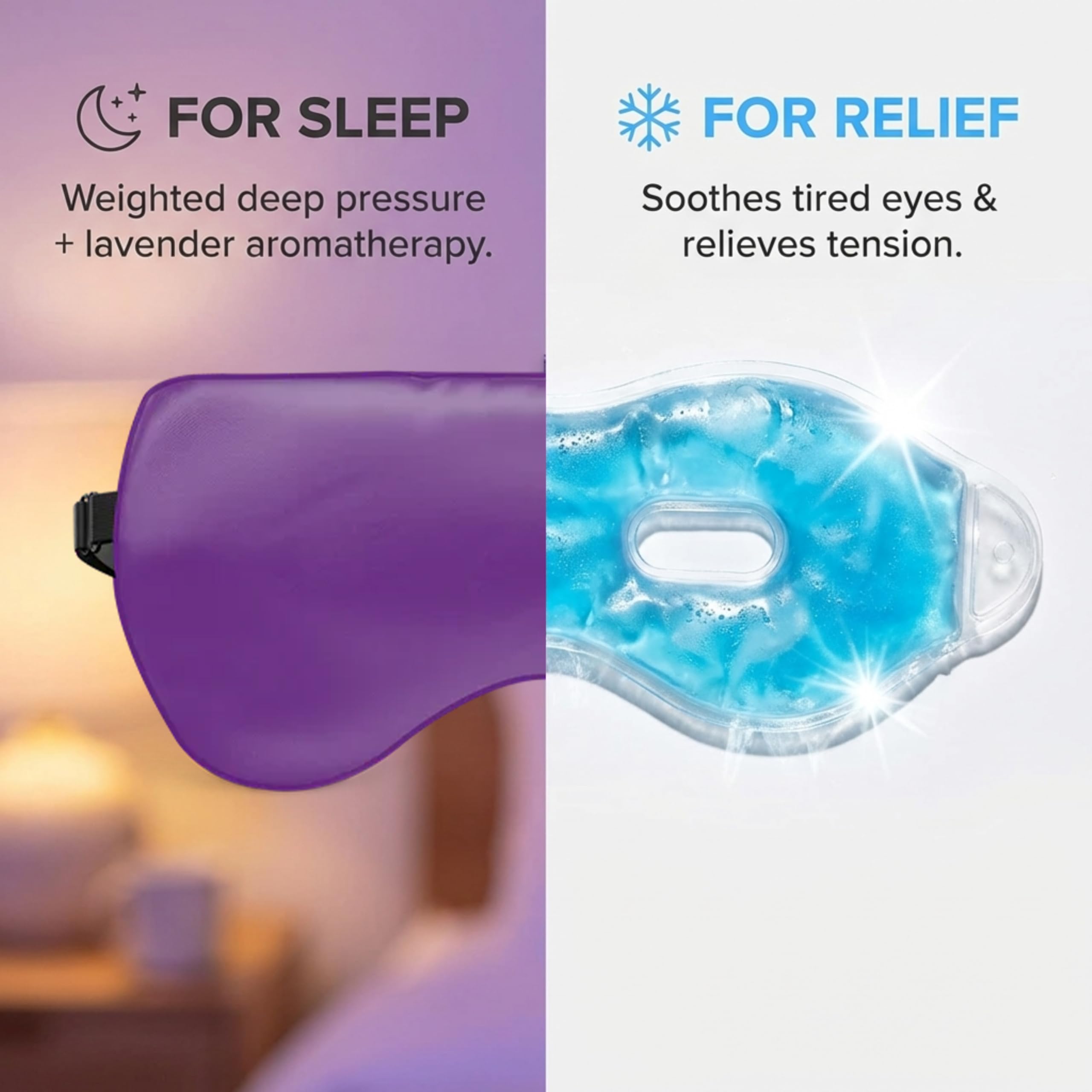 ASUTRA Silk Eye Pillow for Sleep, Purple - Filled w/Lavender Buds & Flax Seeds, Weighted Eye Mask, Meditation & Light Blocking Blindfold, Cooling Gel Mask Included