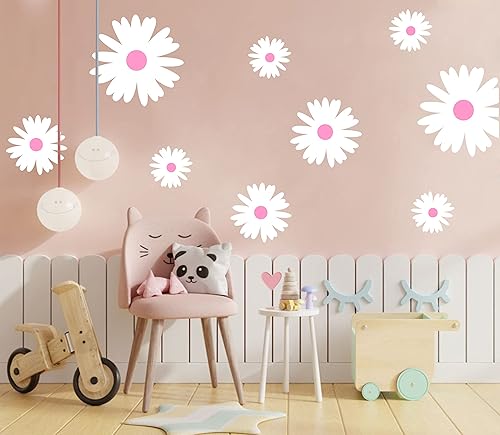 Miniatura 1 de Calcomanías de pared de flores de margaritas con puntos, calcomanía de vinilo para habitación de niños, decoración de pared para habitación de