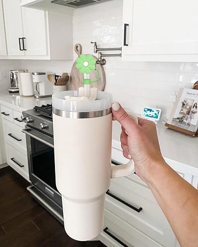 Miniatura 9 de Funda para popote de 0.394 pulgadas, 6 fundas para popote para taza Stanley, 40 onzas, 30 onzas, silicona de grado alimenticio, lindo oso de nube,