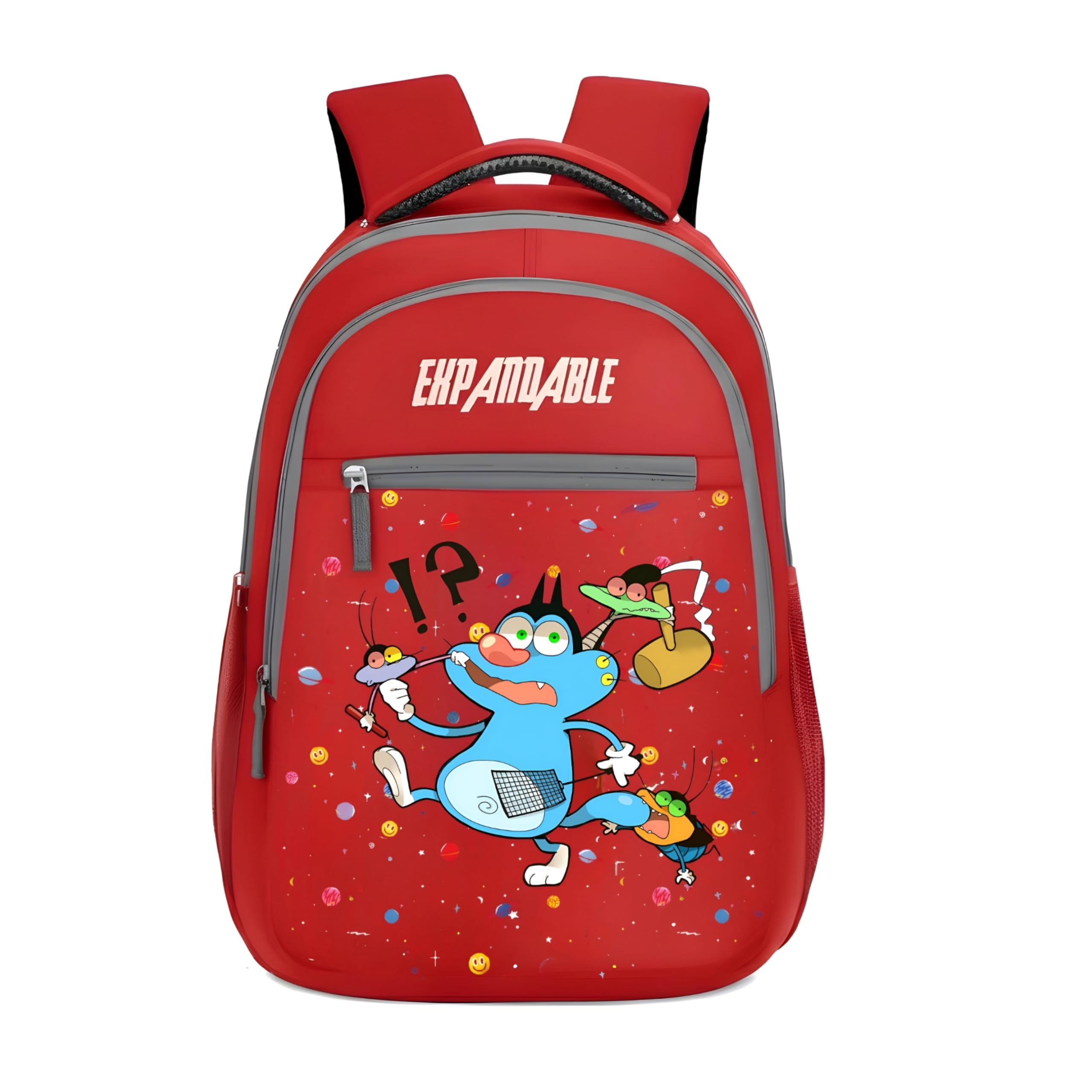 oggy and the cockroaches kids school backpack – vibrant red cartoon bag for boys & girls | durable, lightweight, water-resistant nursery & primary school travel bag