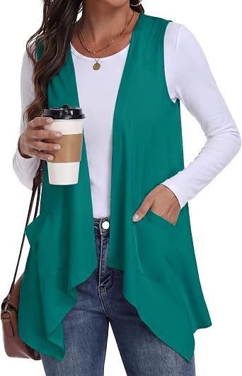 PrinStory Womens Sleeveless Cardigan Vest Lightweight Open Front Cardigan
