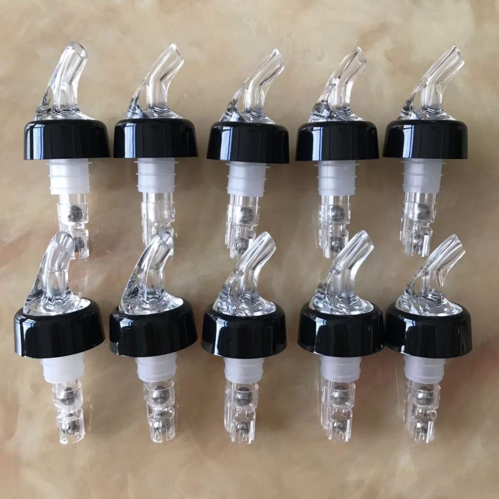 Natudeco 6pcs Bottle Pourers Spout Food Grade Plastic Liquid Dispenser Bottle Nozzle Barware Cocktail Dispensing Spout for Bar Home Kitchen (White)