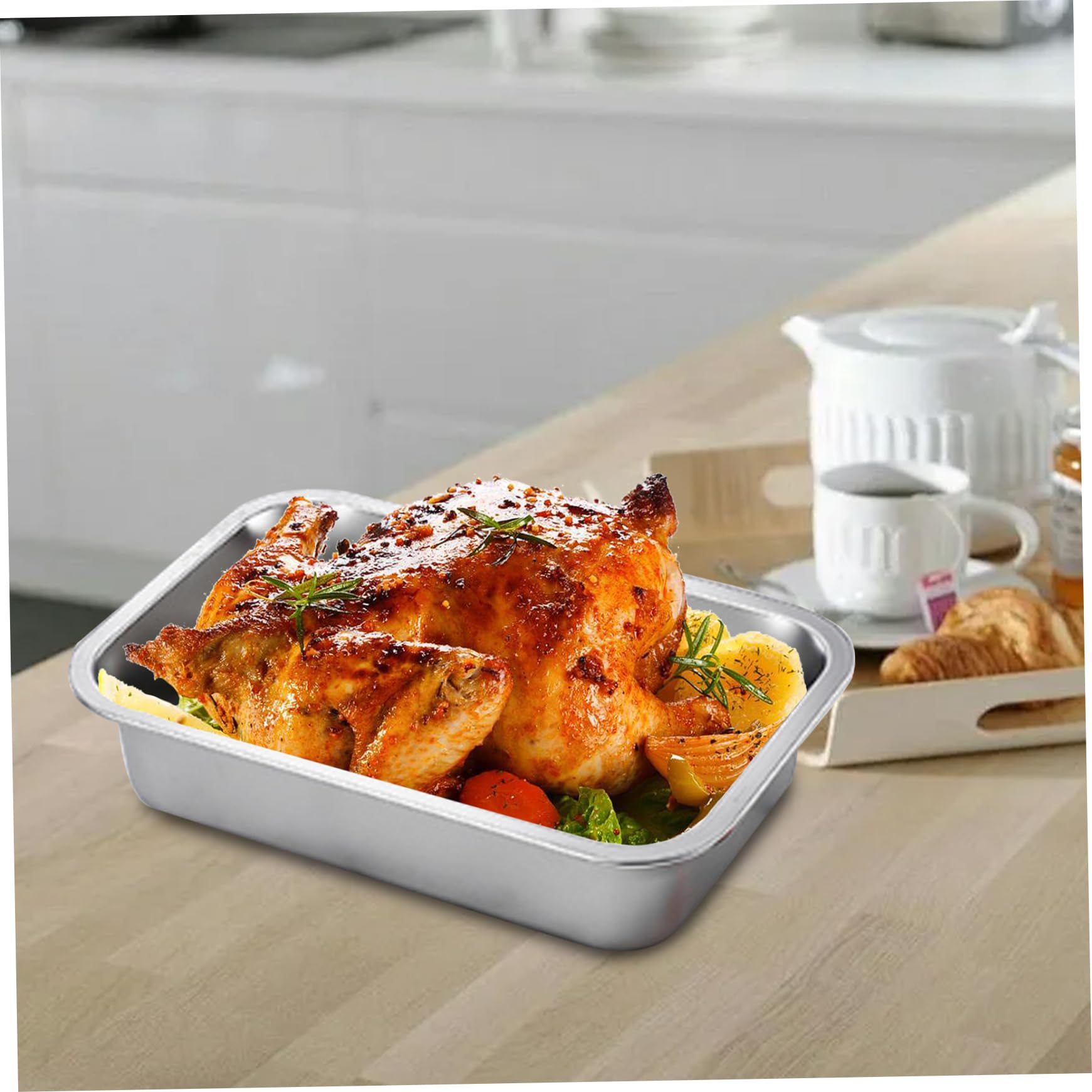 2 stks lasagne -pan, 9x13 inch roestvrijstalen bakpannen, rechthoekige cakepan, stapelbare diepe bakpan, lasagna ovenschaal voor brownie braadkoekjeskoekjesbasters