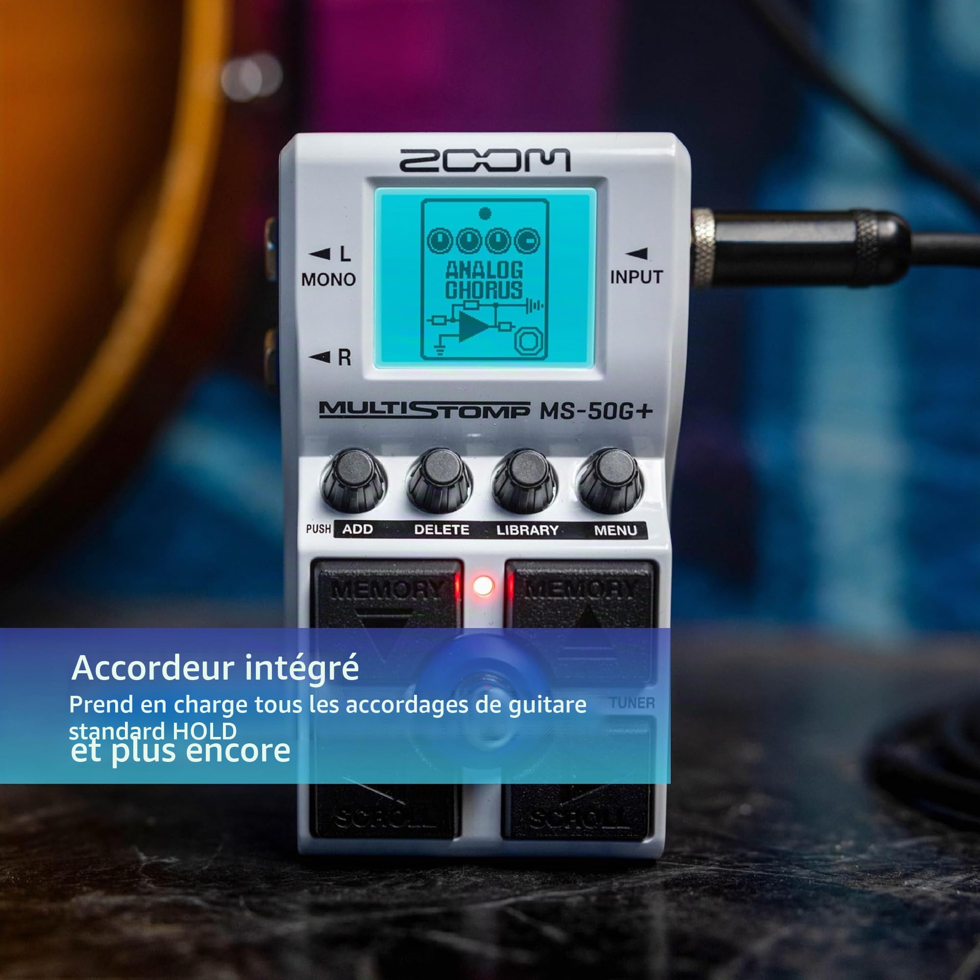 Zoom MS-50G+ MultiStomp, Multieffet pour guitare format pédale, sortie stéréo, 100 effets dont saturations, modulations, écho, réverbérations, compresseurs, wah, simulation d'ampli, accordeur et plus