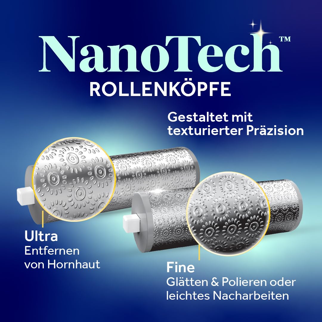Dr. Scholl’s Pedi Perfect Pro Wasserdichter, Wiederaufladbarer, Elektrischer Fußhornhautentferner mit x3 Rollenköpfen – Entfernt harte Haut für weiche schöne Füße, 90 Minuten Laufzeit, Staubfänger