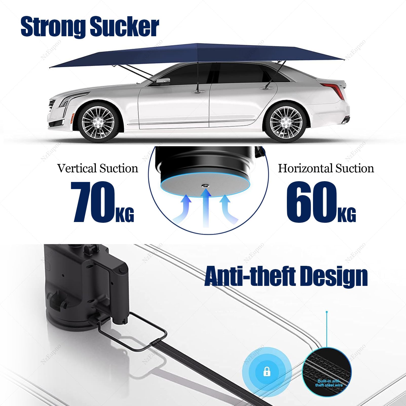 Ombrellone Per Auto Completamente Automatico, Copertura Retrattile, Riparo Dal Sole E Dalle Intemperie, Tettoia Elettrica Pieghevole Per Auto Per Esterni, Protezione Da Neve/Gelo/Grandine Grey-5.2m