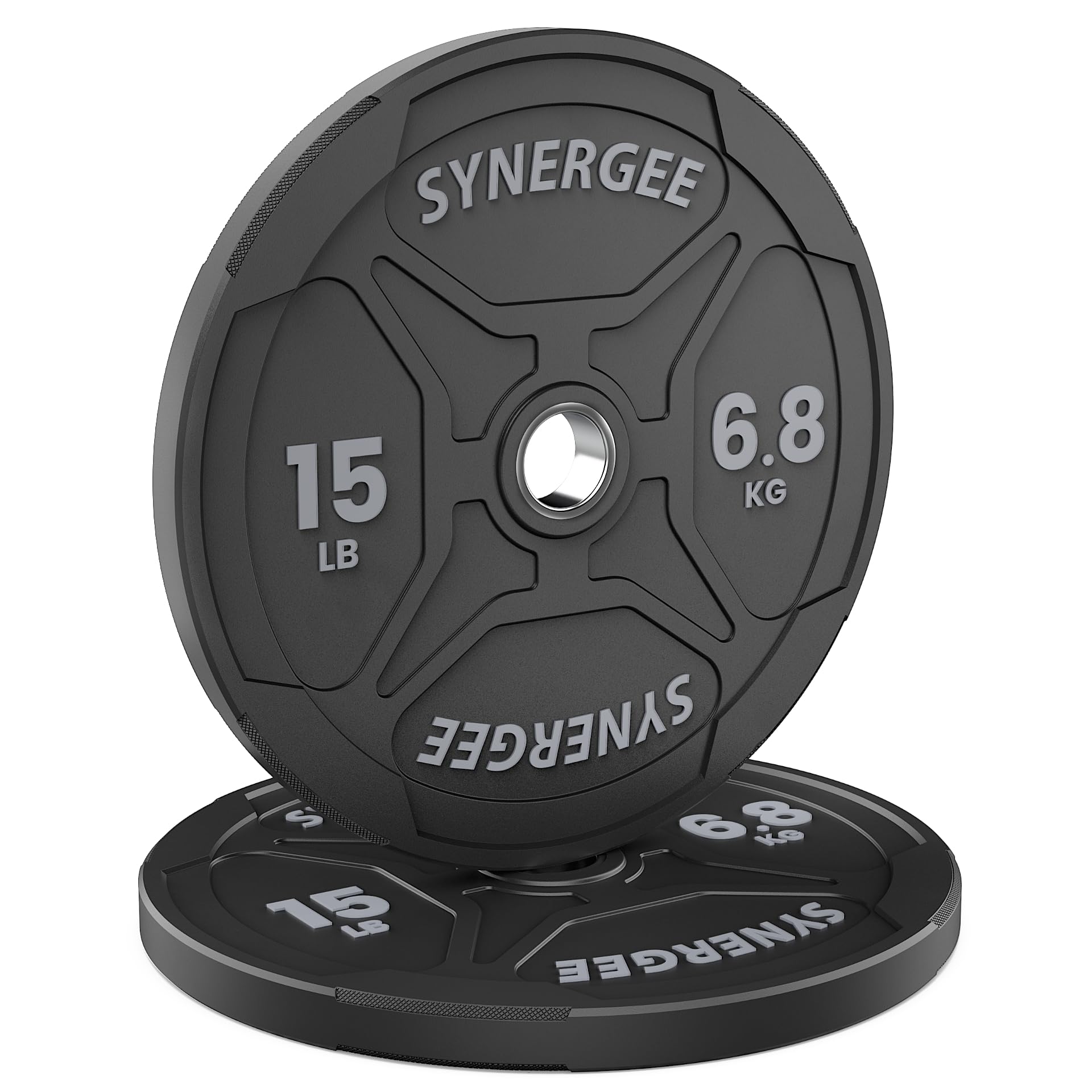 Synergee Bumper Plates – Durable Olympic Weight Plates, Low-Bounce Rubber for Strength Training, Powerlifting, and Functional Workouts.