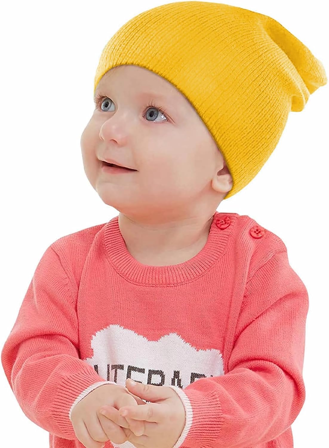 Century Star Kid's Winter Knit Beanie Hats Boys Girls Soft Cozy Baggy Slouchy Beanie Toddlers Youth Hip-hop Skull Cap 1 Pack Yellow One Size