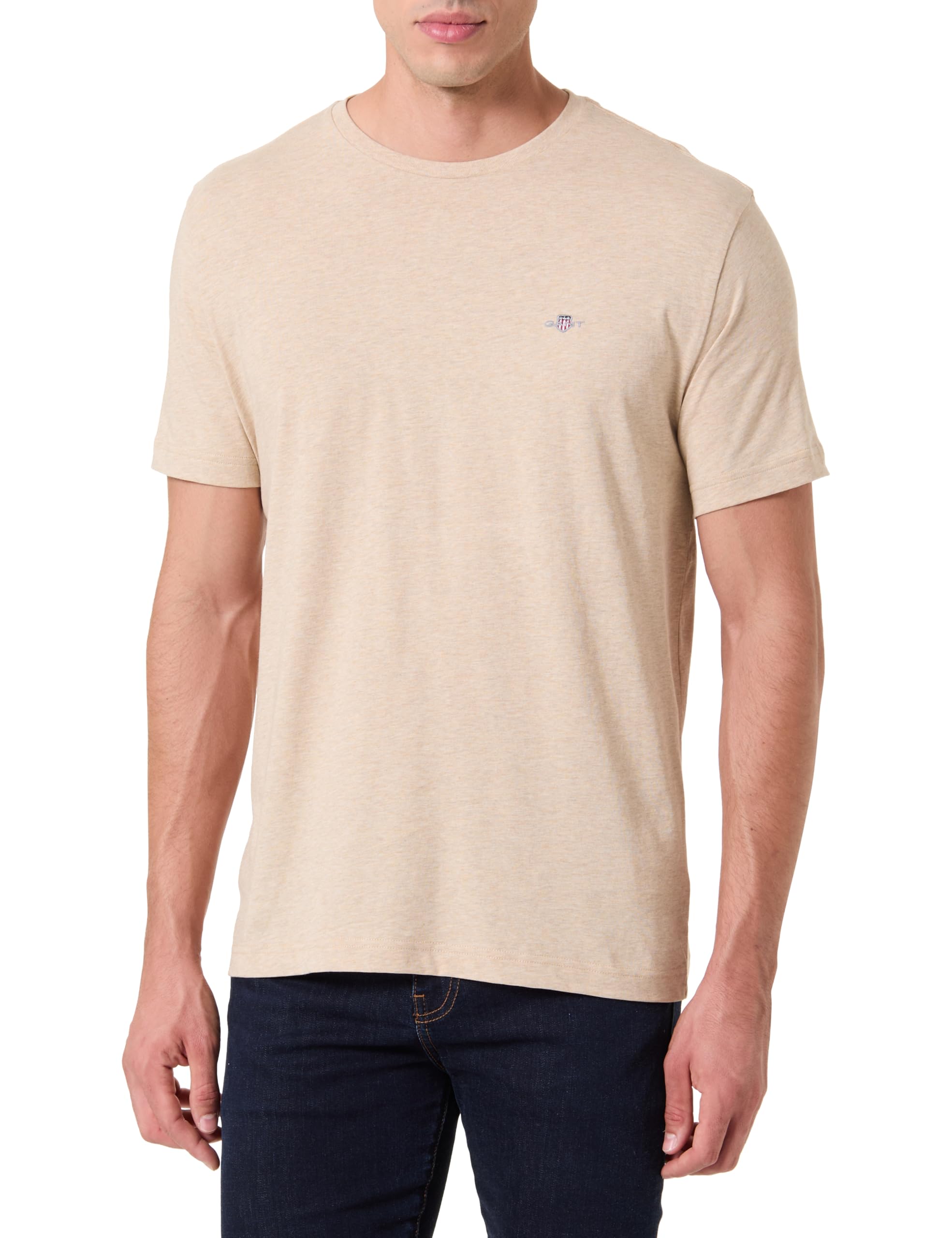 Gant Men's Beige Reg Shield Ss T-Shirt, M