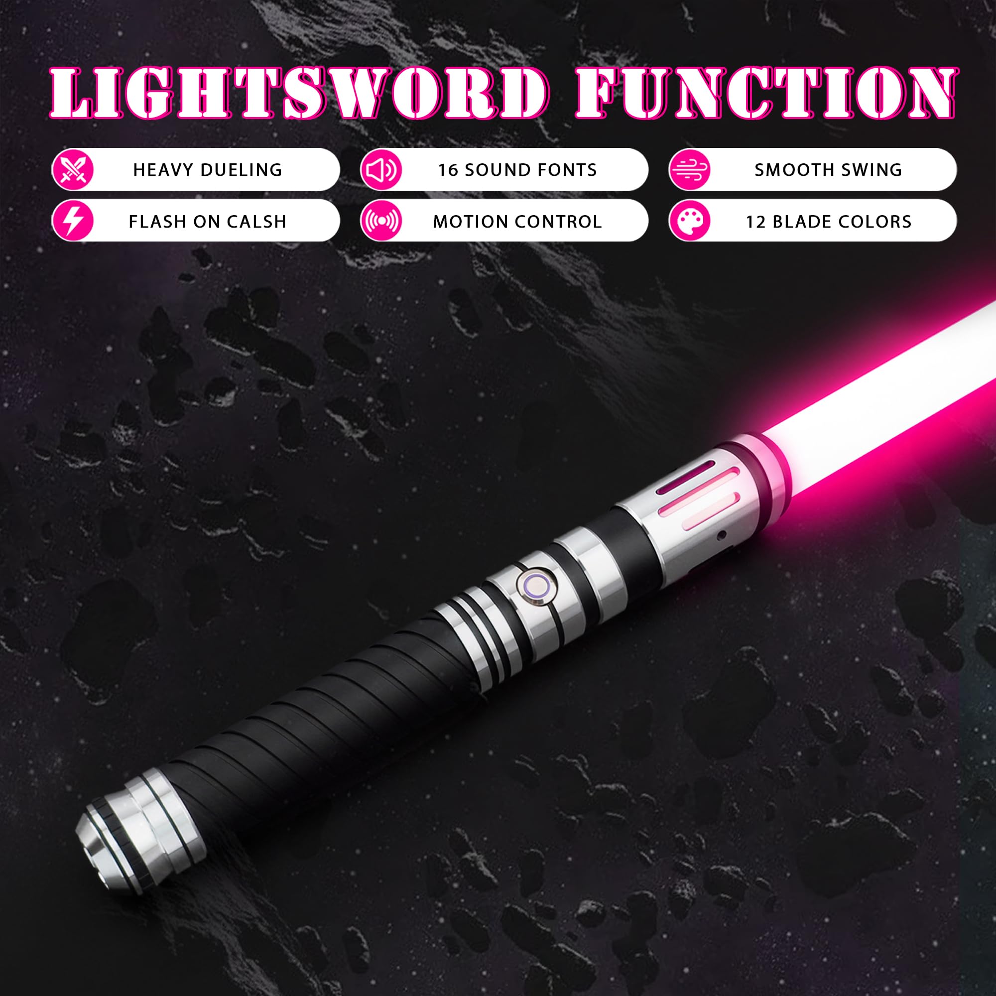Pro Lightsaber, 12 RGB Colors 16 FX Sound Fonts, Motion Control, Dueling Light Saber with Tubogas Metal Hilt and Repalceable Blade, Adults Lightsabers Gift, Halloween Cosplay Props(42.28Inch)