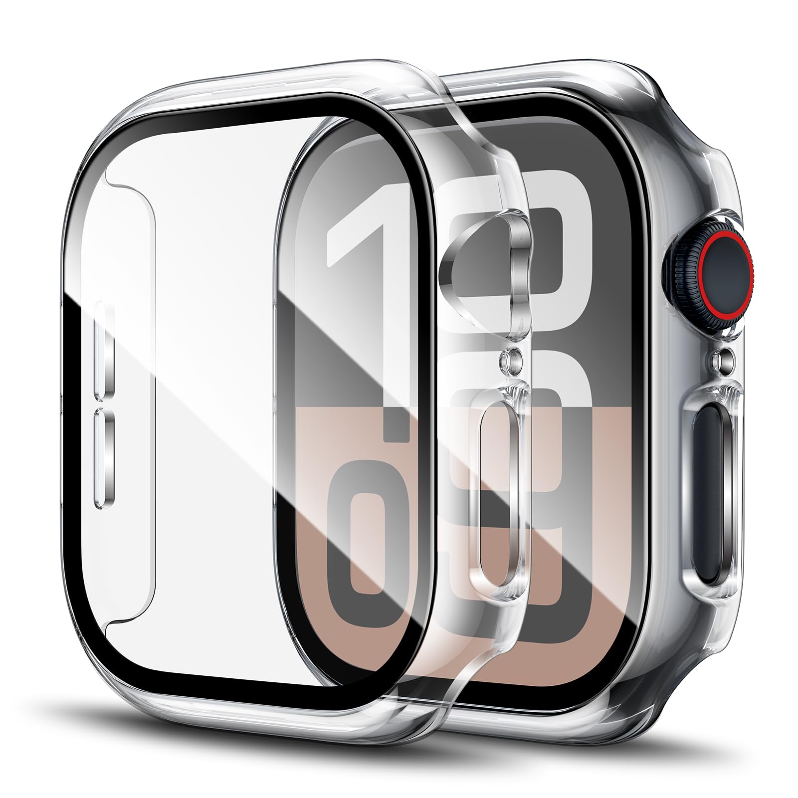 LK 2 Pezzi Cover per Apple Watch Series 10 42mm, Vetro Temperato Cover Custodia per Apple Watch Series 10 42mm, [Durezza 9H] [HD Clear][Senza Bolle] [Anti-Graffio]-clear