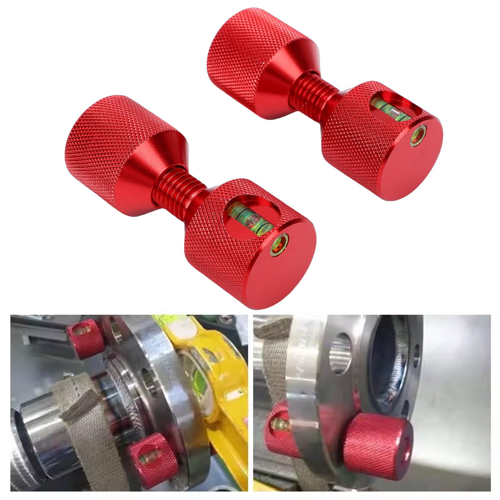 Naroote 2 Pièces Broches à Deux Trous 1-1/8 Pouces en Alliage D'aluminium Goupille D'alignement de Bride à 2 Trous avec Niveau intégré Finition Rouge Oxyde anodisé Fabrication Précise