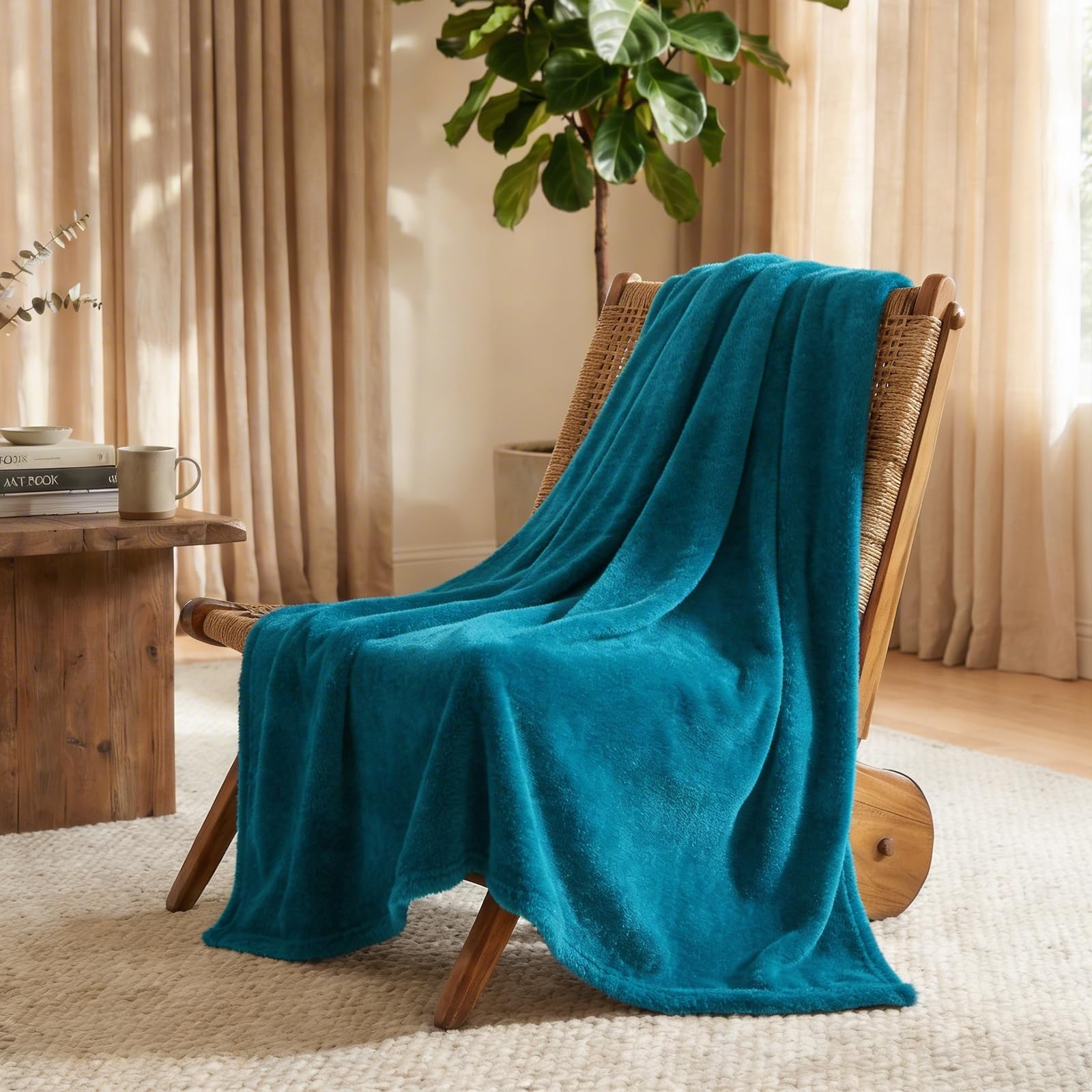 Coperta In Pile Di Flanella Morbida E Calda - Leggera E Accogliente, Colore Verde Acqua, 130x150 Cm