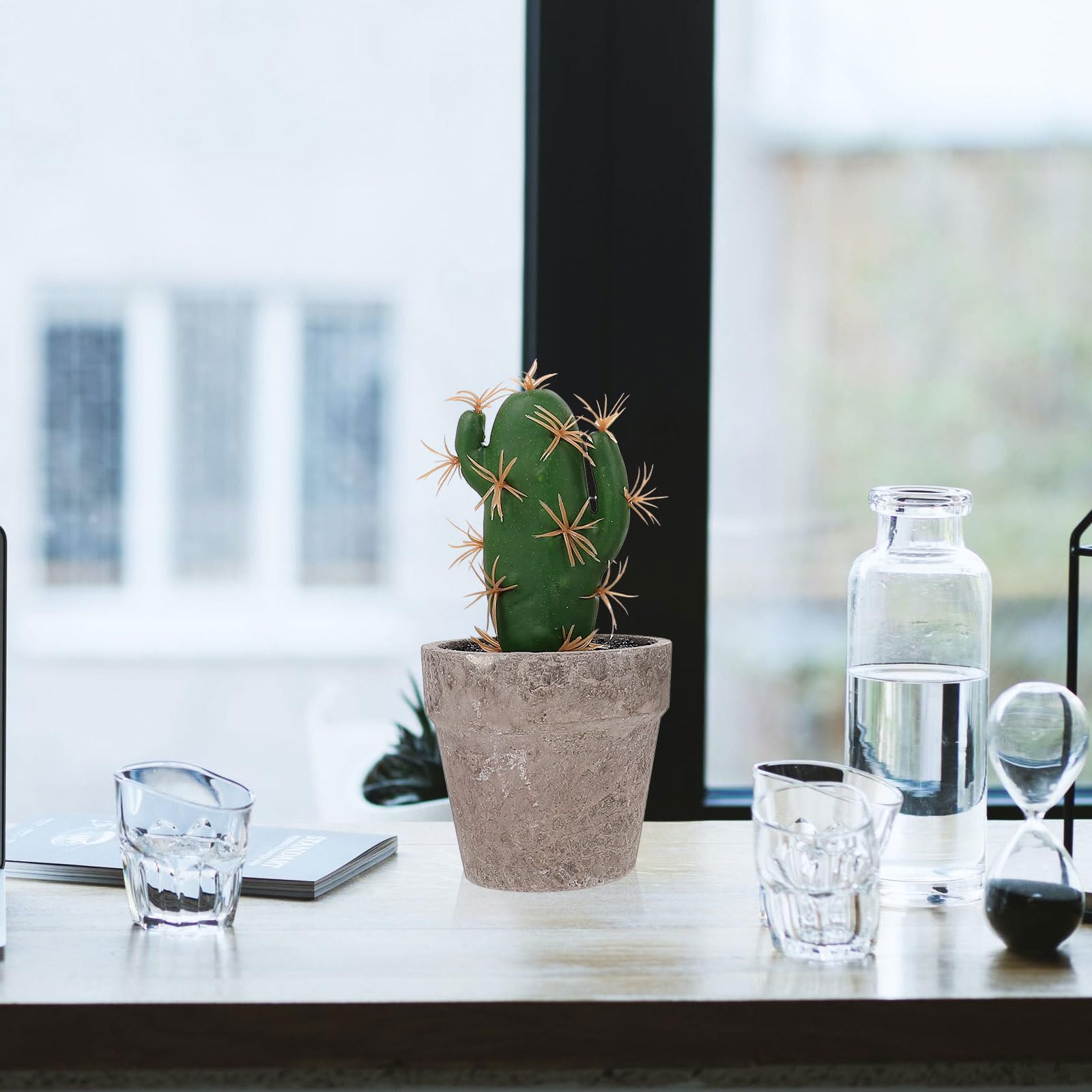 Artibetter Set di 4 Piante Grasse Finte in Vaso in Polpa e Plastica per Decorazioni Casa, Facile Cura, Aspetto Naturale e Fresco, per Scrivania e Soggiorno
