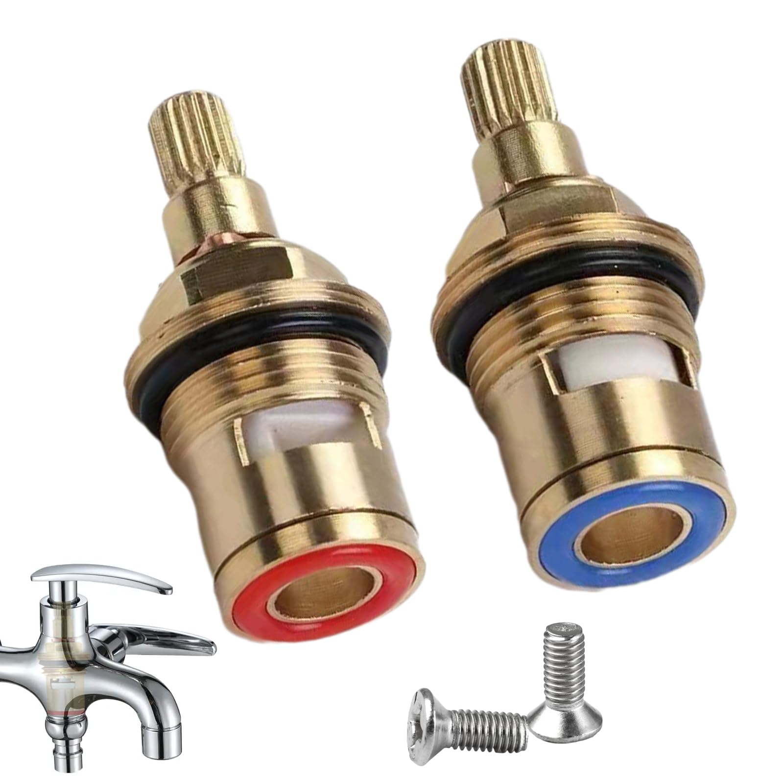 2PCS Mixer Tap Cartridge Replacement Brass Gold Ceramic Tap Cartridge ...