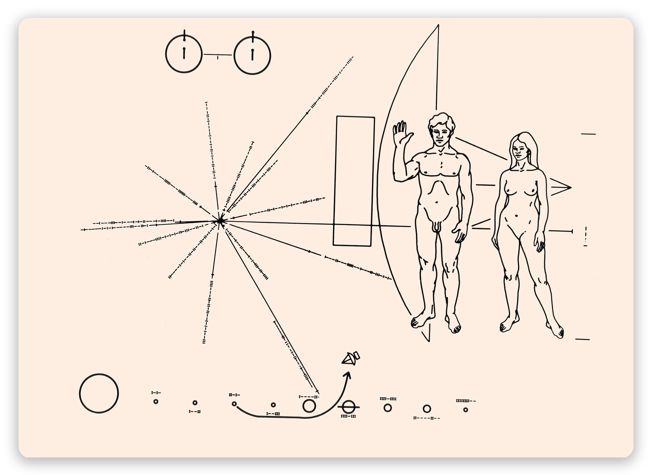 WTF | Voyager Probe Plaque – Beige | Sticky-Pads - Metal Wall Sign Plaque Custom Name