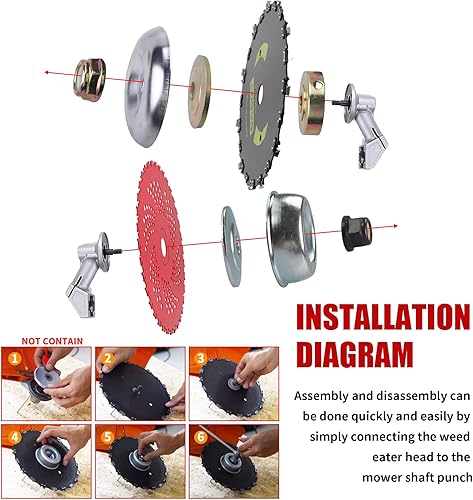 Miniatura 4 de Gashwer Cuchillas con punta de carburo de 9 x 36 dientes y cuchillas redondas de acero al carbono de 9 x 20T con adaptador universal compatible con