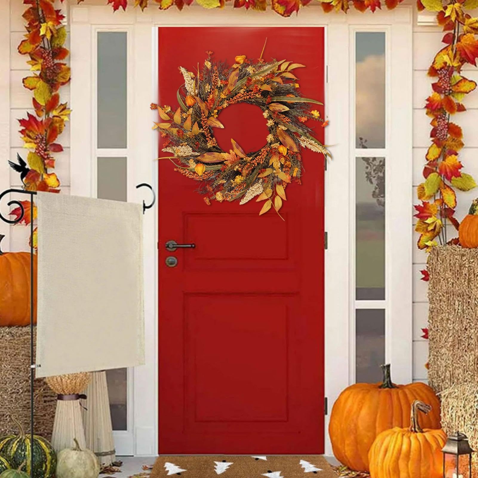 Ghirlande autunnali da porta d'ingresso 50 cm Decorazione Porta Realistica