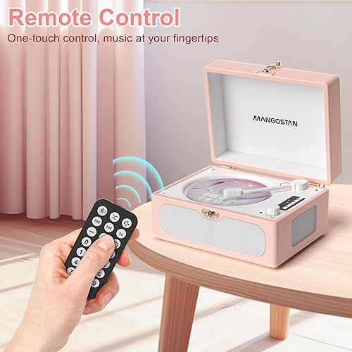 Miniatura 5 de Reproductor de CD portátil con altavoz, reproductor de CD de escritorio recargable con Bluetooth Boombox AUX en conector de auriculares,