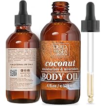Dead Sea Collection Body Oil with Coconut - Dry Skin Moisturizer and Hydrating Massage Oil - Nourishing Bath - Increase Skin Elasticity and Provide Anti-Aging Support for Face and Body 4 fl.oz