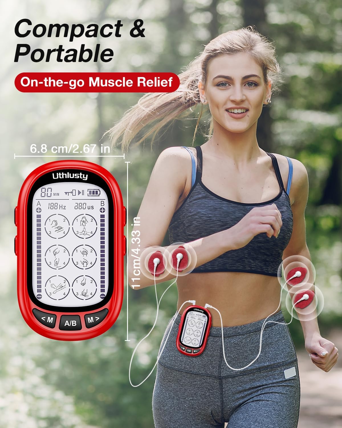 TENS Unit Muscle Stimulator for Pain Relief Therapy–Dual Channel 24 Modes TENS Machine&EMS Muscle Stimulator,Upgraded Large Screen Portable Muscle Stimulator for Back,Shoulder,& Neck Pain with 10 Pads