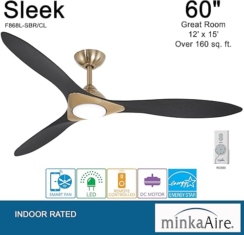 Miniatura 4 de MINKA-AIRE Ventilador elegante en latón satinadocarbón