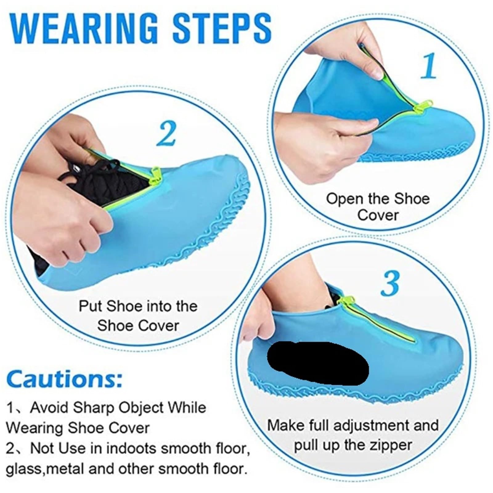 Funda impermeable for zapatos, botas de lluvia, unisex, for exteriores, sólida, antideslizante, resistente al desgaste, reutilizable, con cremallera, funda de silicona for zapatos. para Días de Lluvia