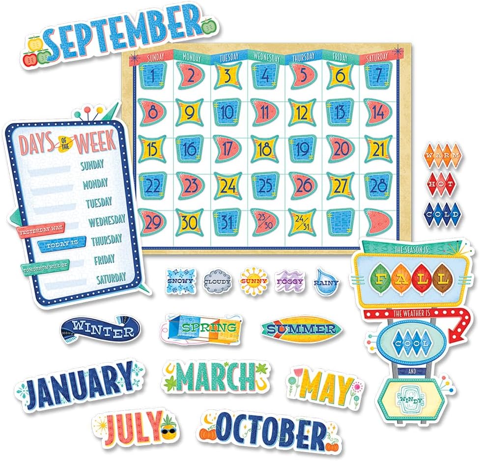 CTP Calm and Cool Calendar Set Bulletin Board, Classroom Decoration, 67 Pieces (Creative Teaching Press 8595)