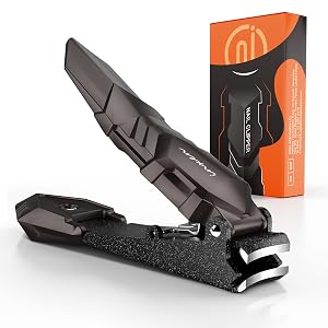 INXEN Nail Clippers for Men with Catcher No Splash Self-Collecting Premium Steel Clippers for Fingernails Toenails Ideal Gifts