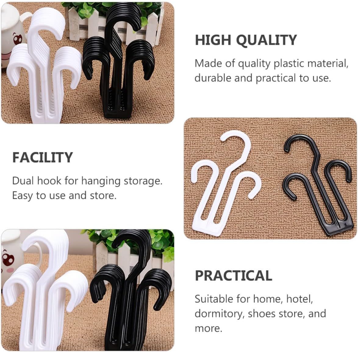 Cabilock 40pcs Multifunctional Cotton Shoe Drying Rack Space-Saving Hanging Hangers for Slippers Easy to Install and for Home and Outdoor Use