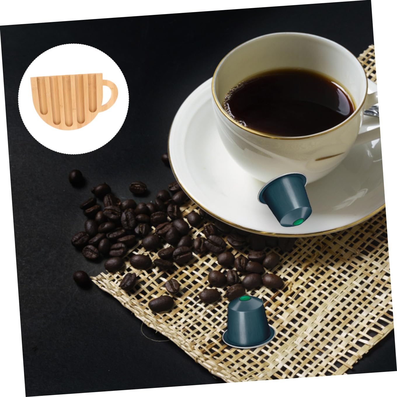 ABOOFAN Expositor para Cápsulas de Café de Madera Forma de Taza Organizador Compacto para Cápsulas Estante para Almacenar y Seleccionar Café en Cocina Soporte Funcional
