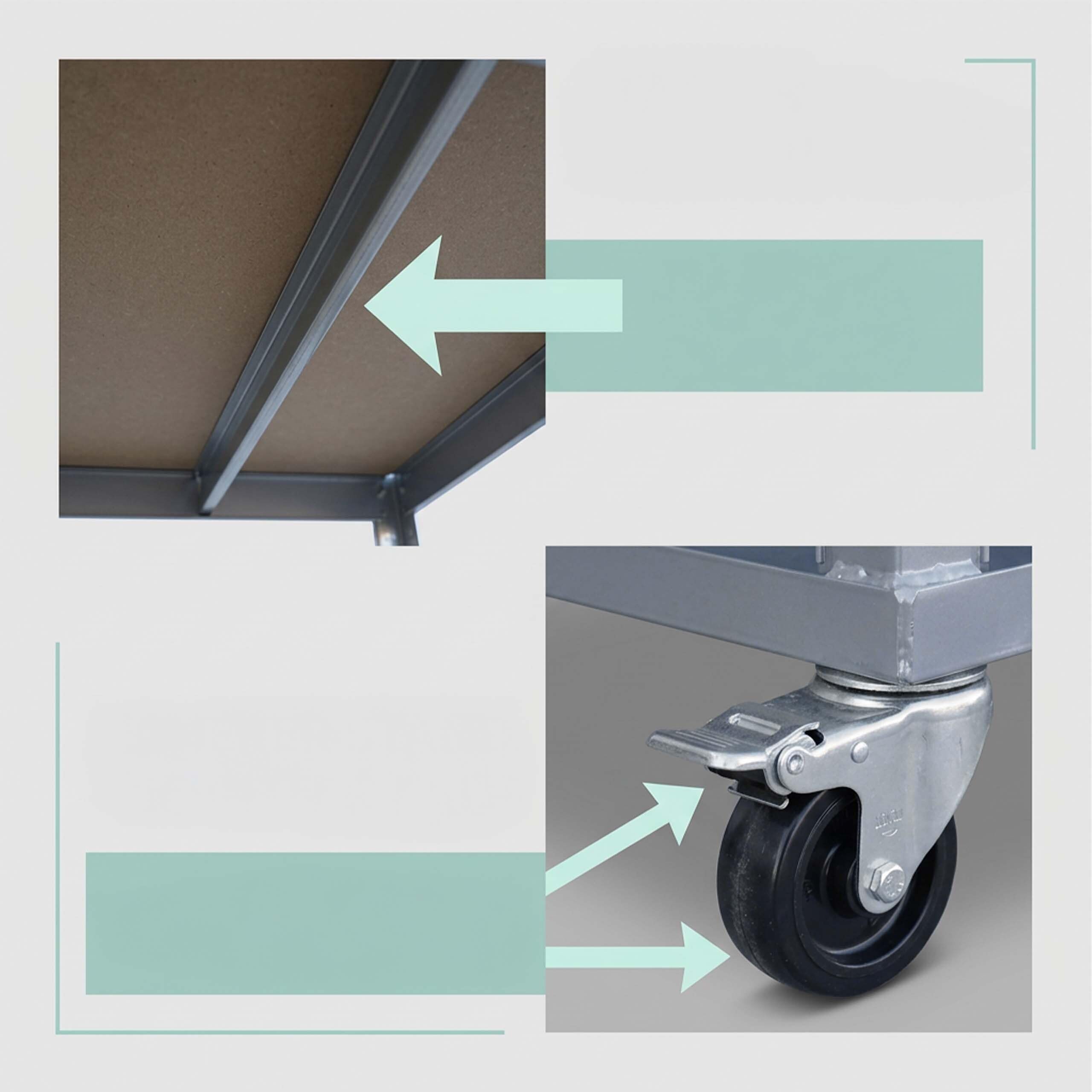 Relaxdays Carro de 5 Niveles, Ruedas con Freno, hasta 750 kg, HBT: 110x90x45 cm, Carro de Taller móvil, Acero, Plateado