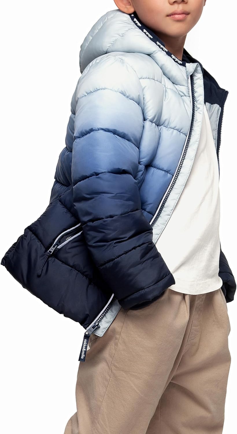Rokka&Rolla Boys' Heavyweight Puffer Jacket Warm Fleece Lined Winter Coat