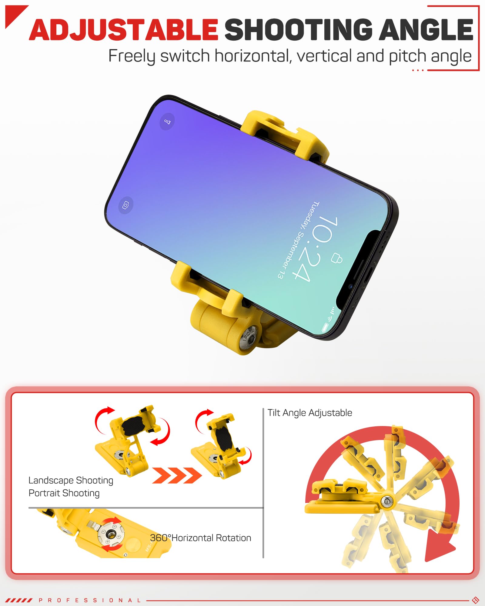IFOOTAGE Universal Phone Tripod Mount Adapter With Cold Shoe, 360 - View #9