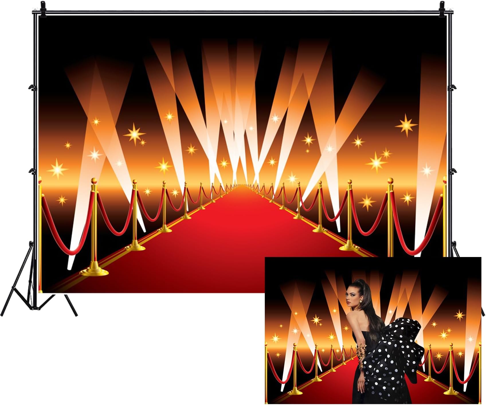 CSFOTO 5x3ft Red Carpet Backdrop for Photoshoot Movie Theater Movie Night Theme Birthday Party Decorative Background Banner VIP Red Carpet Event Backdrop Props