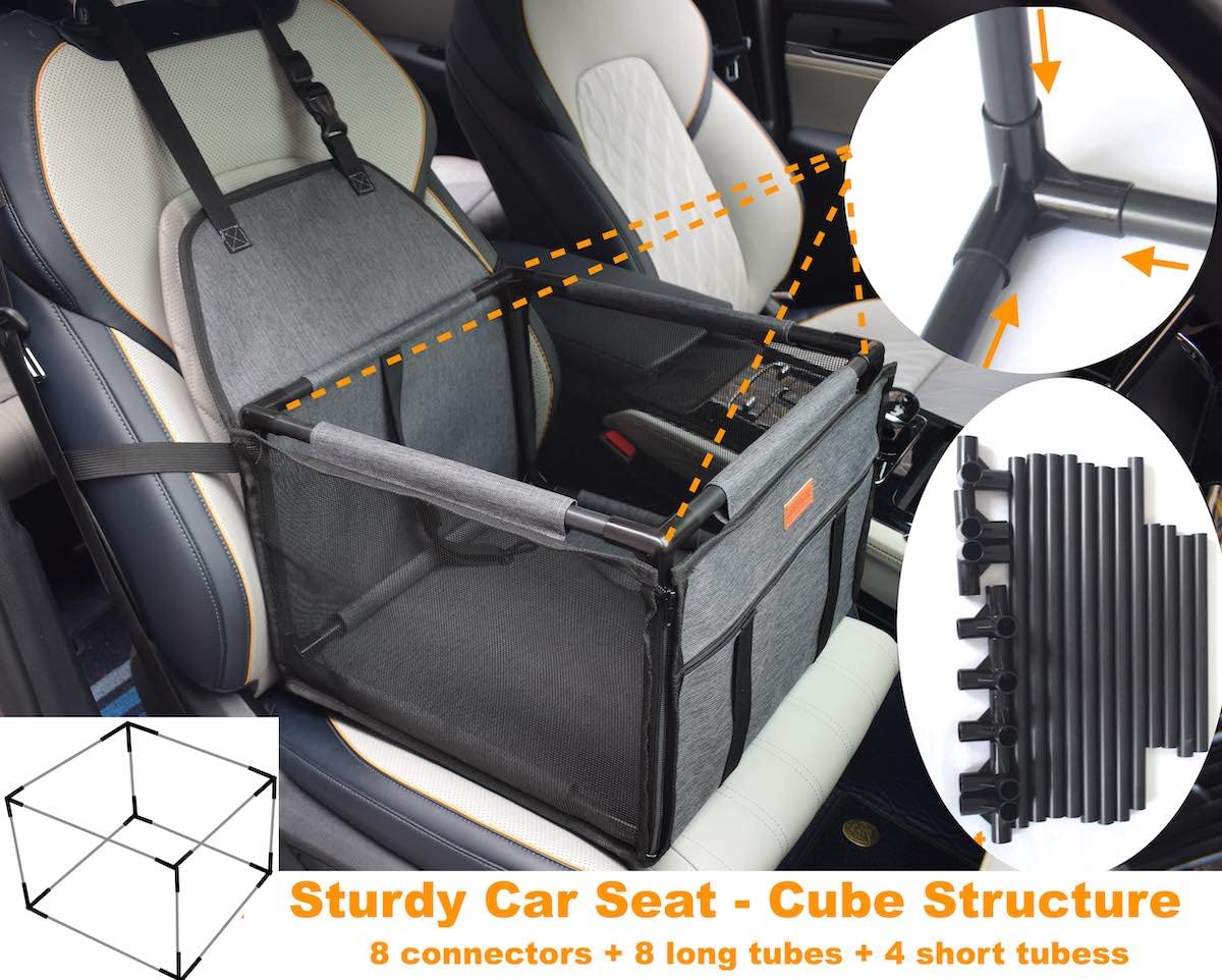 GoBuyer Waterproof Pet Dog Car Seat Booster Carrier Box and Basket with Seat Belt Harness Restraint for Puppy Cat Travel (Grey, Standard 40x40cm) — view 3