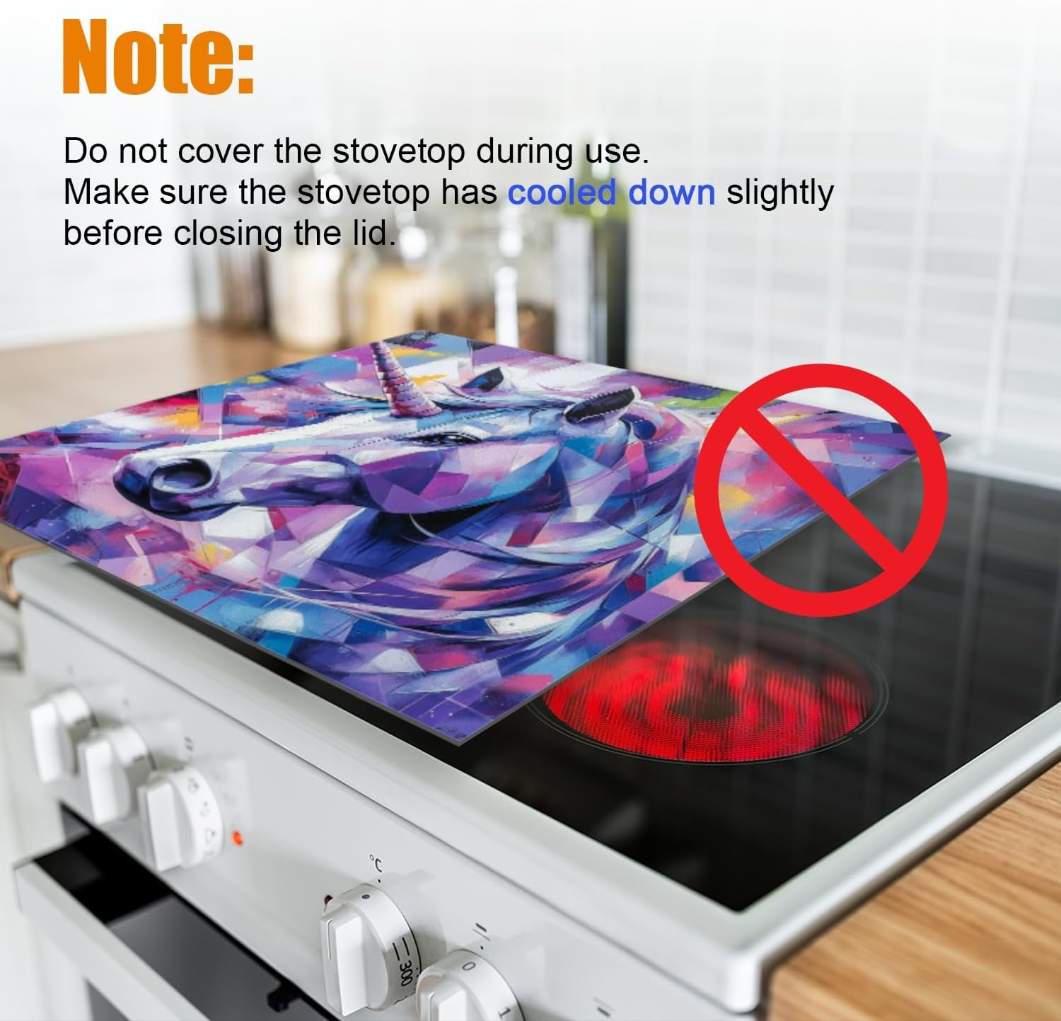 Silicone Stove Mat for Glass Top Stove, Prismatic Unicorn Portrait Electric Stove Cover Mat, 28 x 20 Inch Heat - Resistant Gas Gtove Burner Covers Glass Stove Top Protector