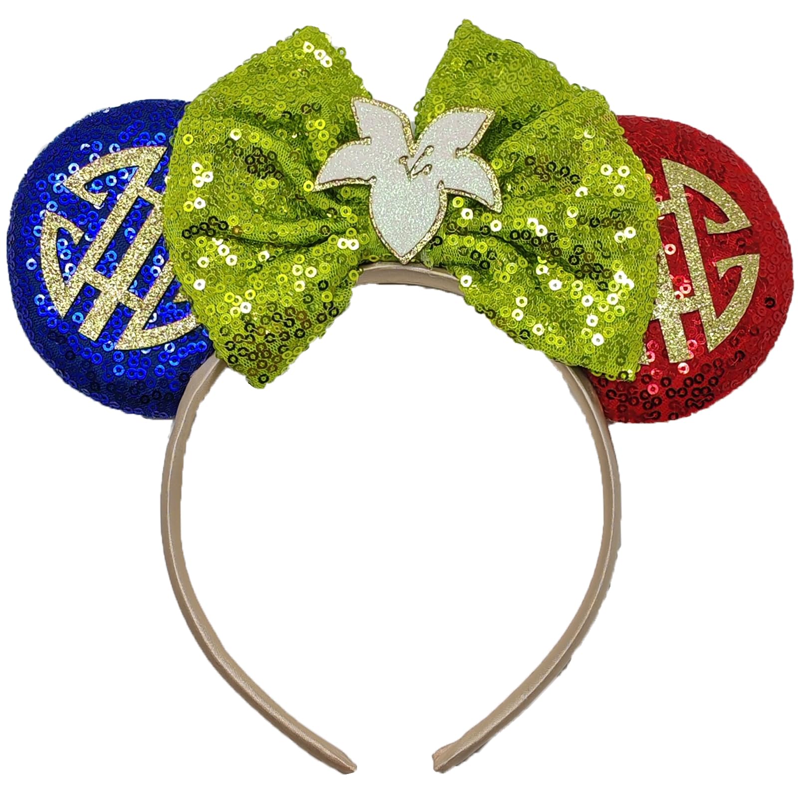 ZHENNAN Bow Ear Headbands for Women, Glitter Princess Mulan Costume Haiebands for Adults, Birthday Party Decorations Christmas Halloween Hair