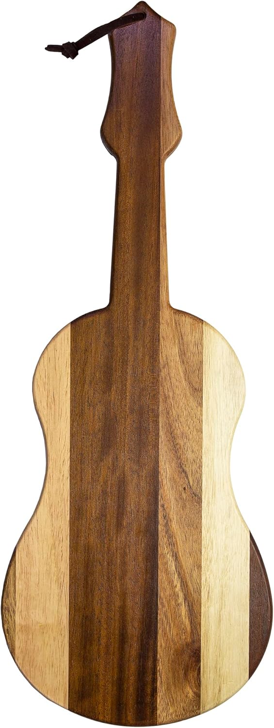 Totally Bamboo Rock & Branch Series Shiplap Ukulele Shaped Wood Serving and Cutting Board | Great for Wall Art