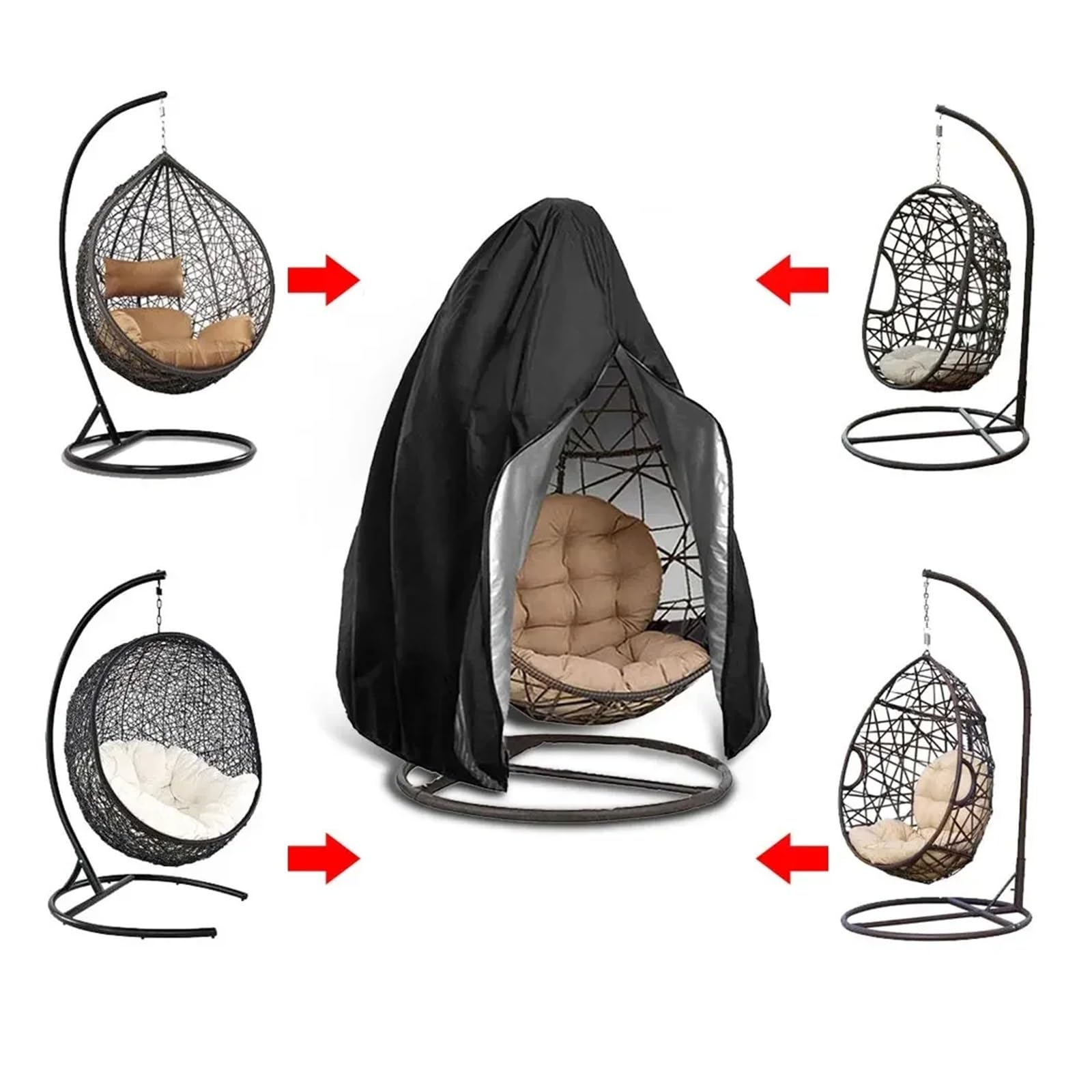 Copri-poltrona a uovo da giardino, Fodera for sedia Egg Sedia sospesa da esterno multicolore di diverse dimensioni con cerniera