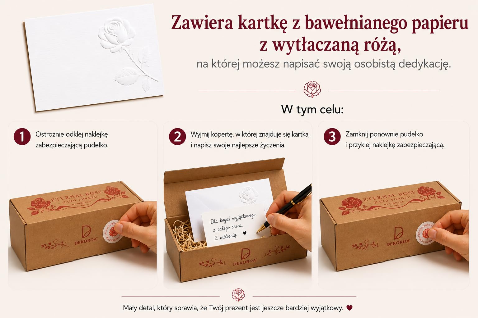 Czerwona Wieczna Róża z Kutego Żelaza, Czarna Podstawa, 23 cm