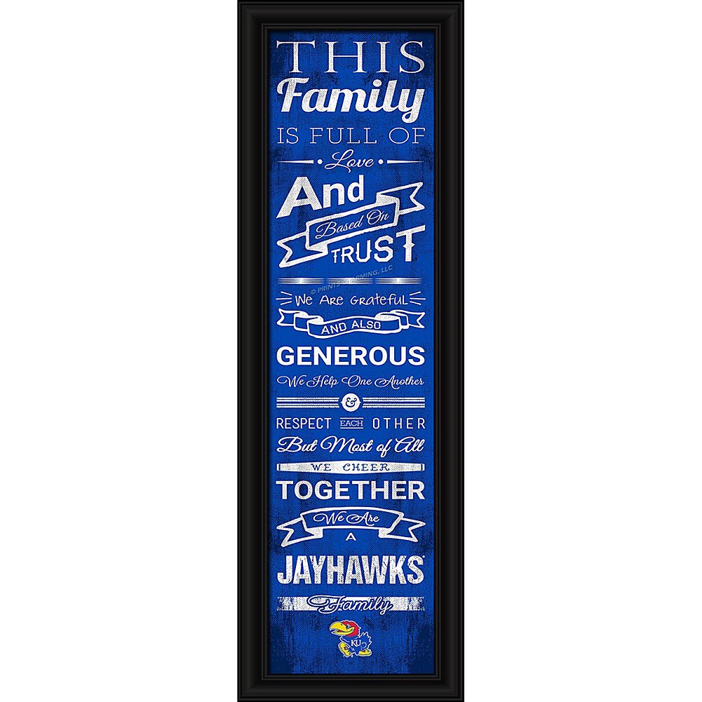 NCAA Kansas Men's Family Cheer Framed Art Print, Medium, Team Color