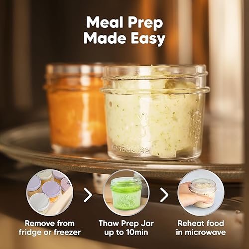 Miniatura 9 de KeaBabies Paquete de 6 recipientes de vidrio para alimentos para bebés, 4 onzas, a prueba de fugas, para microondas, tarros de vidrio para alimentos