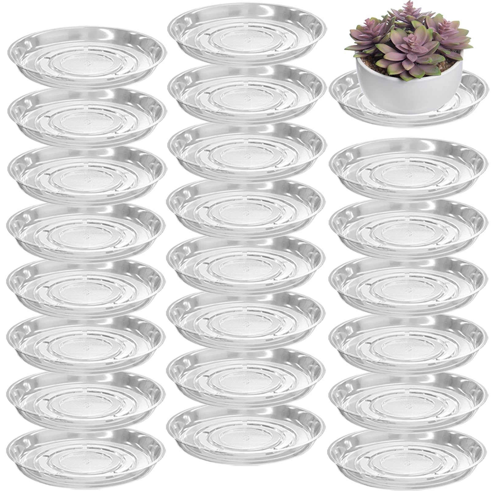 Plant Saucers - 30 Pack, Clear Drip Trays -12