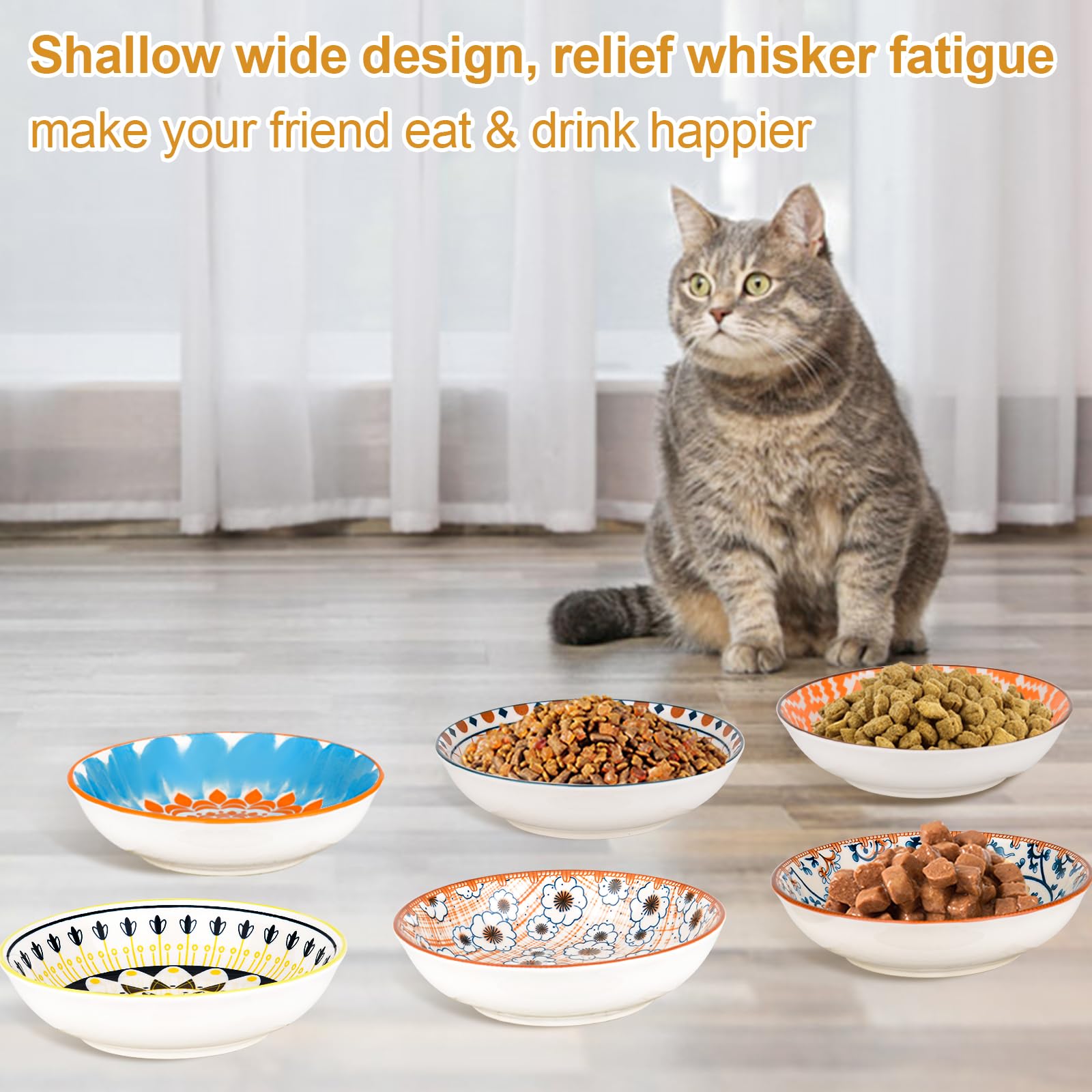 Keramik-Katzenfutterschale Set - Anti-Schnurrhaar-Müdigkeit, Mit Rutschfester Matte